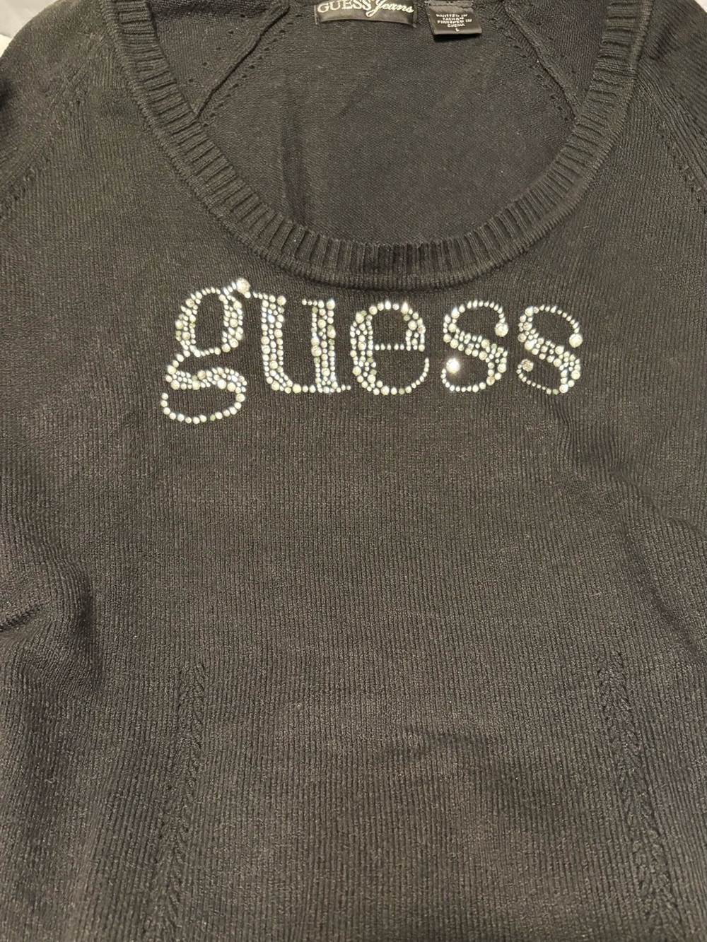 Guess Black Sweater with Rhinestone Logo